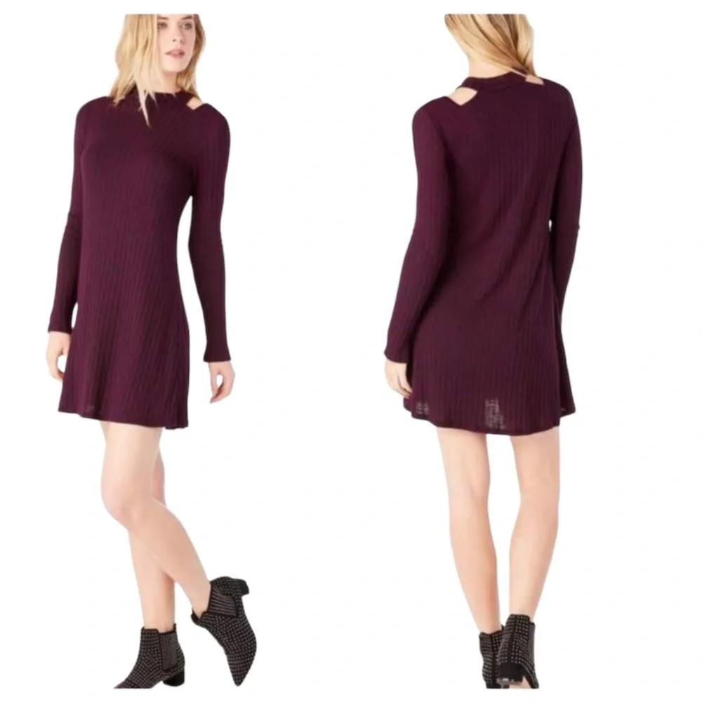Michael Stars Ribbed Mini Dress Size M Jasper Boy Cut Out Mock Neck Office - Picture 1 of 12